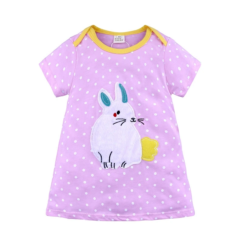 

Toddler Girl Lovely Striped Dress Summer Girls Top Girls Dresses Dog Bird Deer Bunny Girls Children tshirts Vestidos Infantis