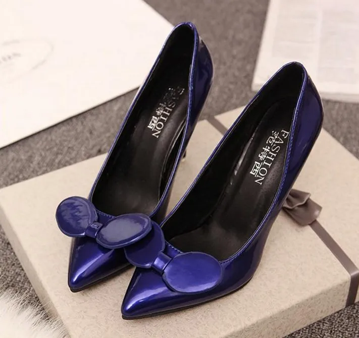

7 Colors New Sexy Women Pumps Shoes High Heels Tacon Alto Bride Wedding Zapatos Mujer Pointed Toe Sweet Bowtie Women Shoes