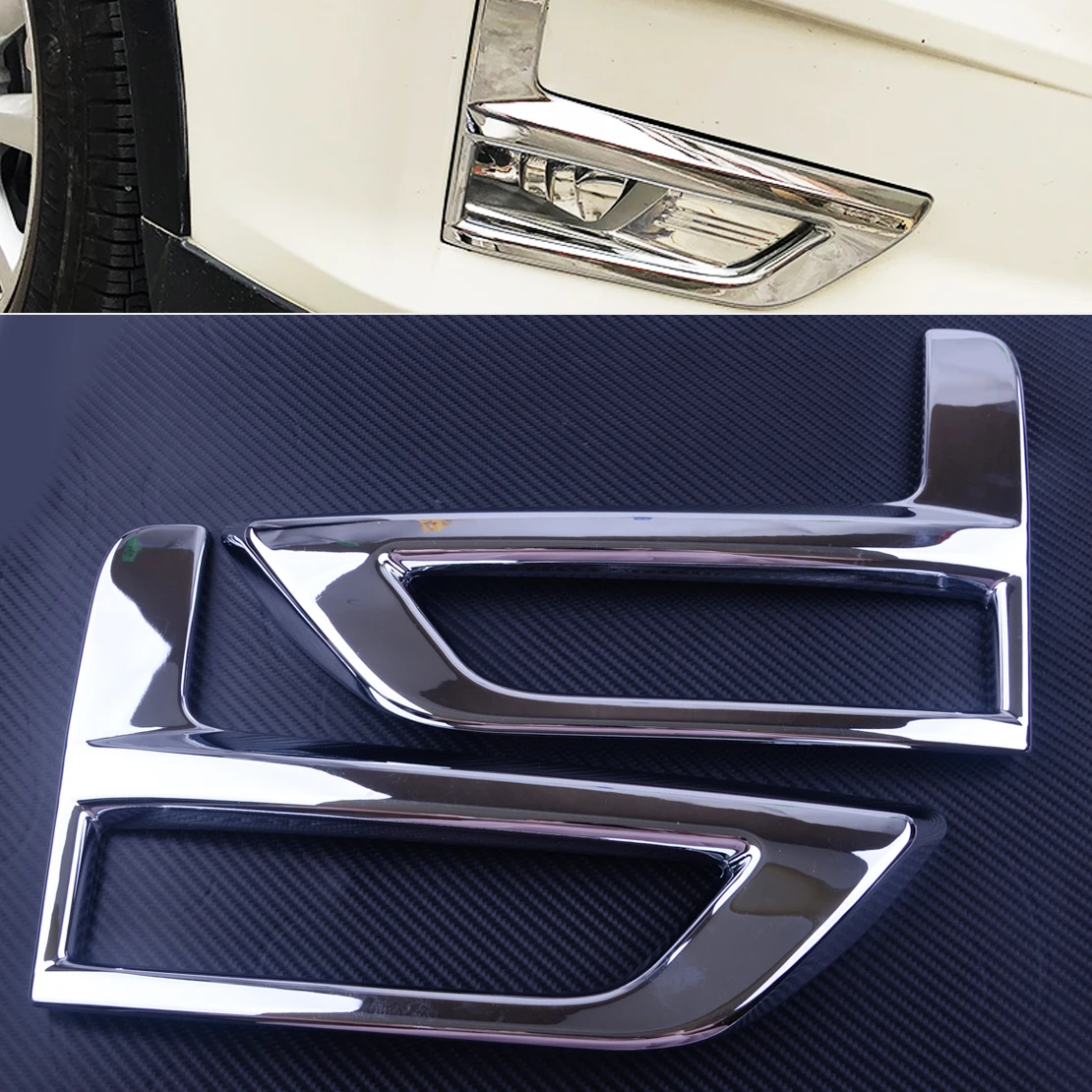 

DWCX 2pcs ABS Chrome Front Fog Light Lamp Cover Trim Frame Sticker fit for Nissan Rogue XTrail 2017-2018 Facelift model