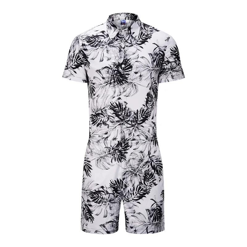 

Fashion Design Men 2 piece set Romper 3D Print Pattern Playsuit Male Short Sleeve Beach Sets Casual Jumpsuit Overalls Men Sets