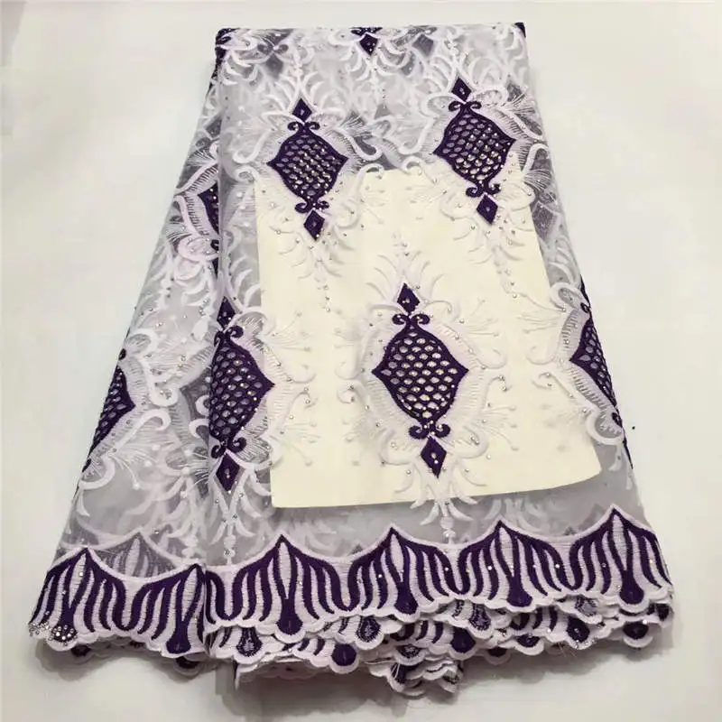 African lace fabric 2019 high quality with Embroidered Nigerian Lace Fabric For Women Purple French Mesh | Дом и сад