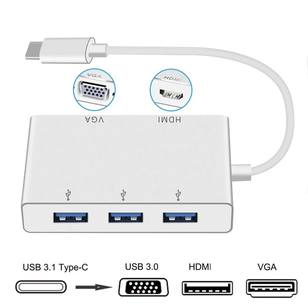 

BESIUNI USB C To HDMI VGA USB Hub Adapter Usb C Hdmi Converter for Laptop for Macbook Pro,ChromeBook Pixel,Huawei MateBook