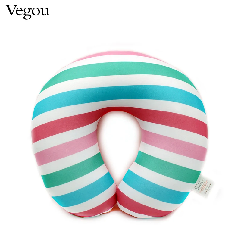 Microbeads U Shaped Neck Flight Pillow Stripe Printing Travel Pillows