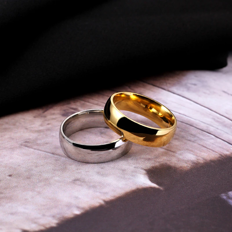 6 мм золото 316L Нержавеющая сталь кольца, титановые, стальные кольца для женщин и мужчин