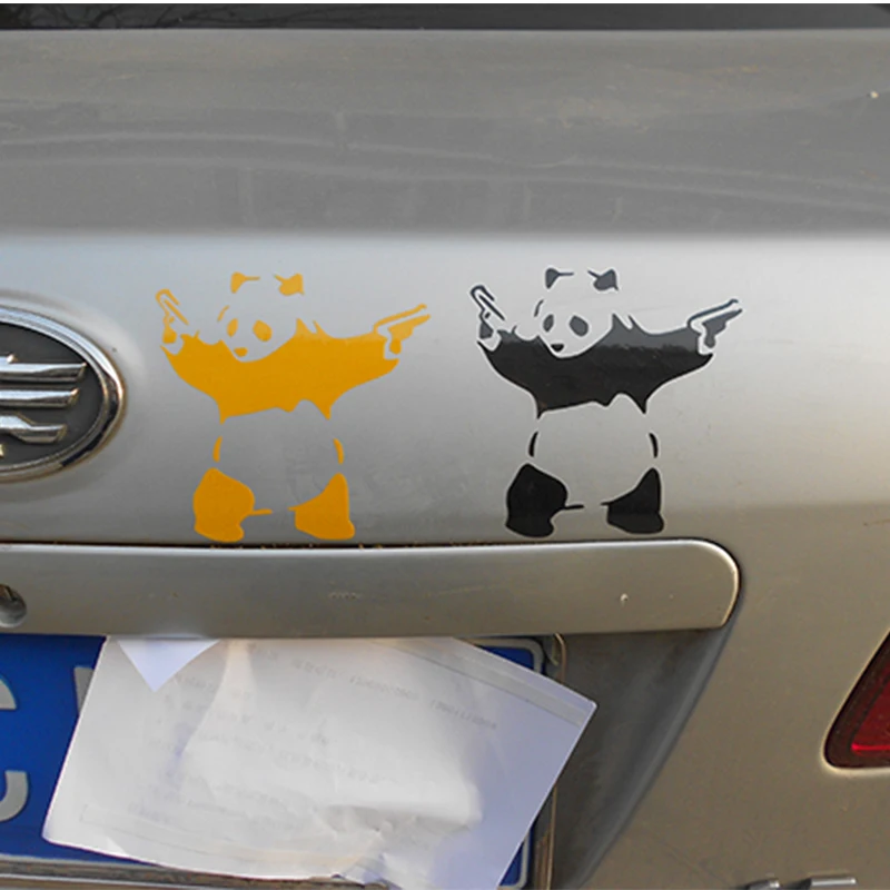 Панда с пистолетами виниловое искусство украшение автомобиля|bumper sticker|art bumper