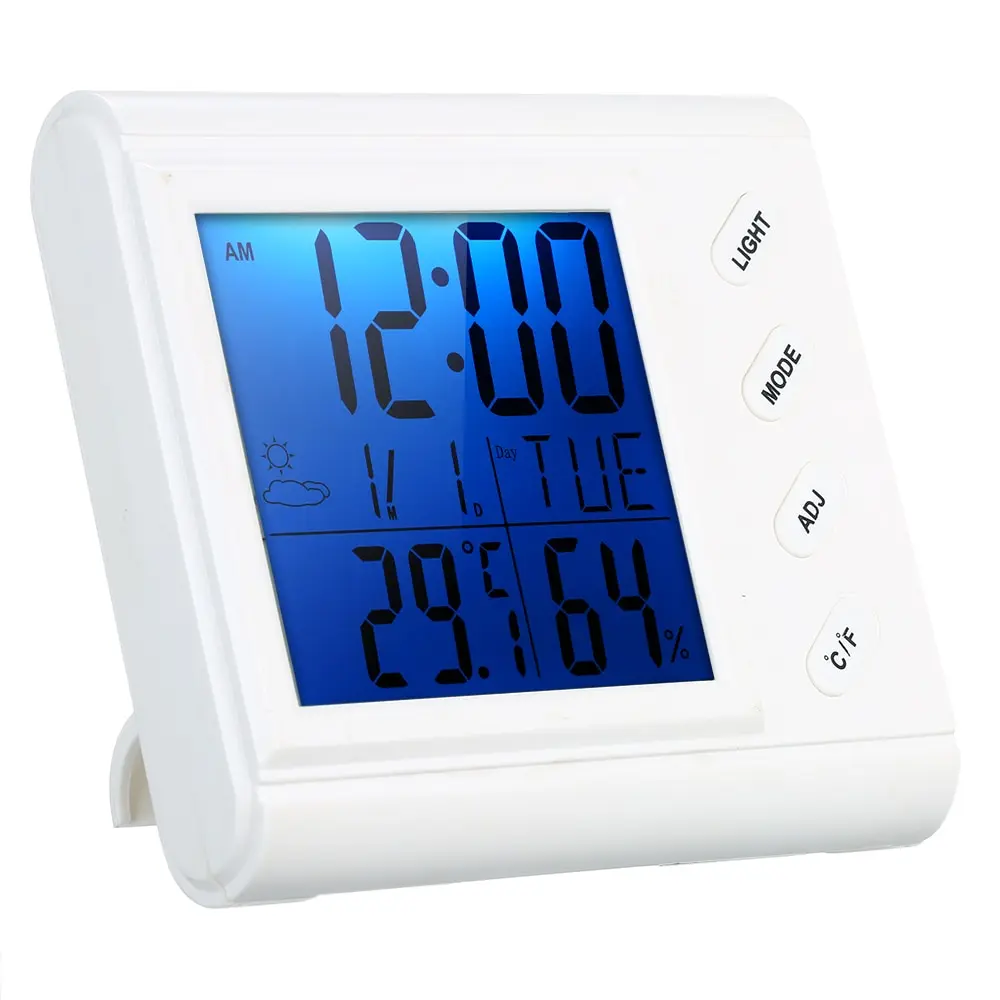 

LCD Digital Indoor Thermometer Hygrometer Room Temperature Humidity Gauge Meter Clock weather station with Backlight