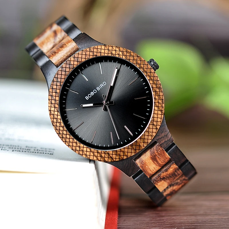 BOBO BIRD Wood Watch Men bayan kol saati Quartz Mens Watches with Luminous Hands in Wooden Gifts Box WD30-1