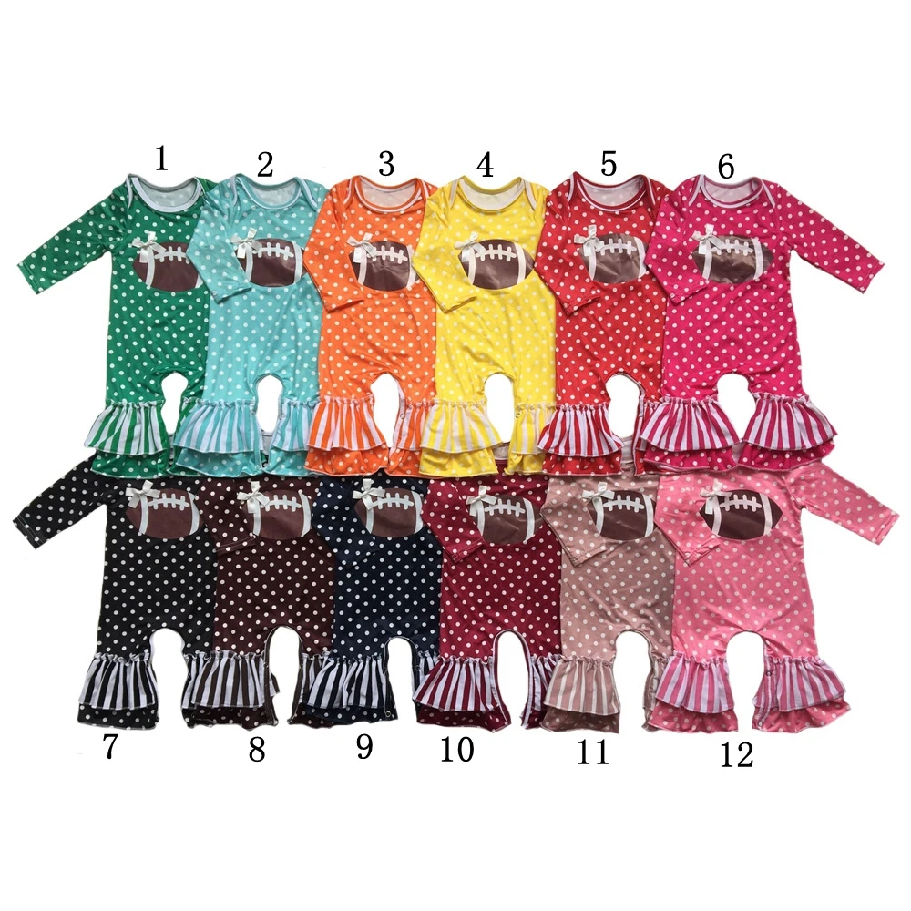 

Polka Dot Milk Silk Cotton Stripe baby girls ruffle Leg Romper baby Sleepers Pajama romper