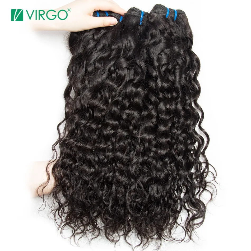 

Virgo Brazilian Water Wave Hair Human Hair Weave Bundles Natural Black Non-Remy Hair Mixed Length 10-28inch 1 / 3 / 4 Bundles