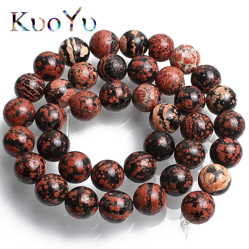 

Natural Stone Beads Mahagony Snowflake Jaspers Round Loose Beads For Jewelry Making 15"6/8/10/12mm Diy DIY Bracelet Necklace