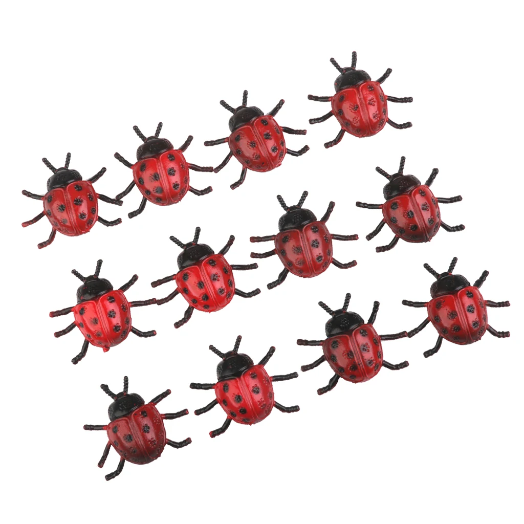 12 Pieces Artificial Beetle Insect Animals Model Display Figures Imaginative Kids Collectable Toy