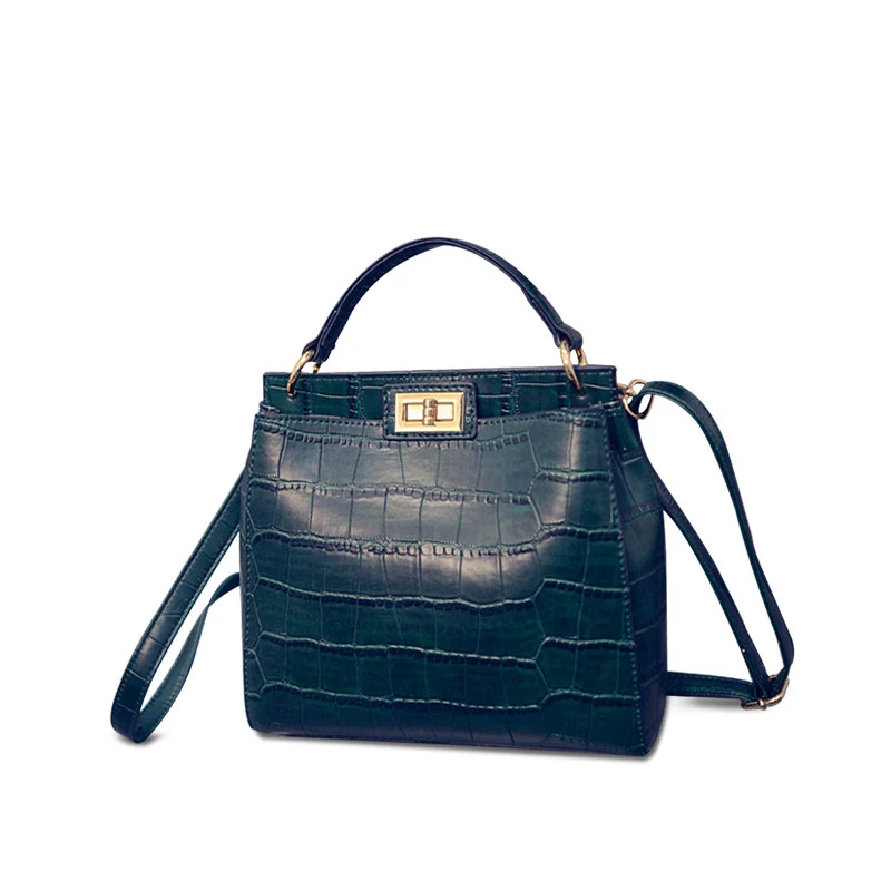 Classy Crocodile Printing PU Leather Hand Bag Women Newest Stylish Small Crossbody Bag Ladies Black Dark