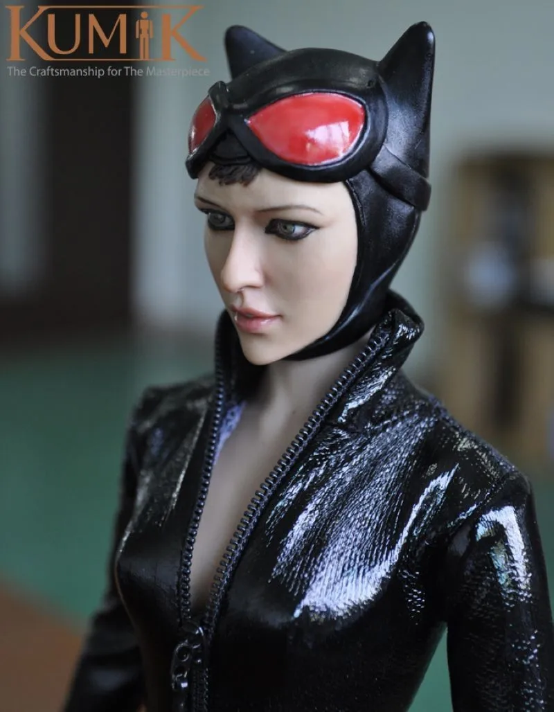 1 6 Skala Batman Catwoman Gambar Doll Dengan Hitam Kulit Pakaian Set