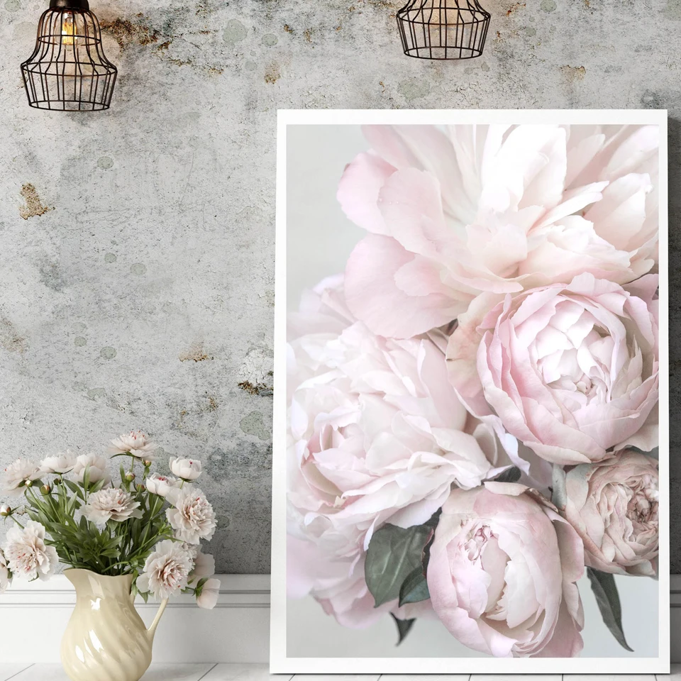 

Nordic Flowers Posters Print Blush Peony Wall Pictures For Living Room Modern Scandinavian Pictures Art Canvas Painting Decor