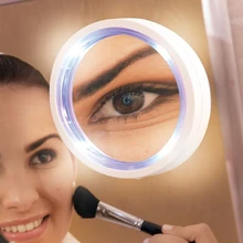 Makeup Mirror Shaving mirror glass Vacuum suction cup LED light make-up magnifying glass amplification 8 times bathroom mirror