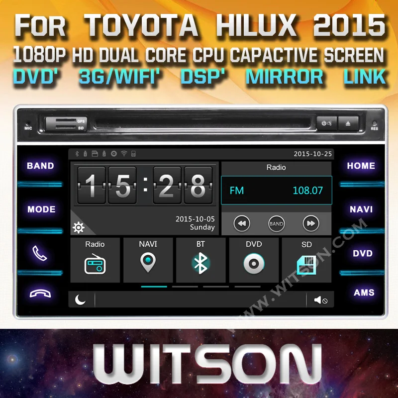 Sale WITSON CAR DVD GPS For TOYOTA HILUX 2015/REVO 2015 car audio navi with Capctive Screen 1080P DSP WiFi 3G DVR Good Price 0