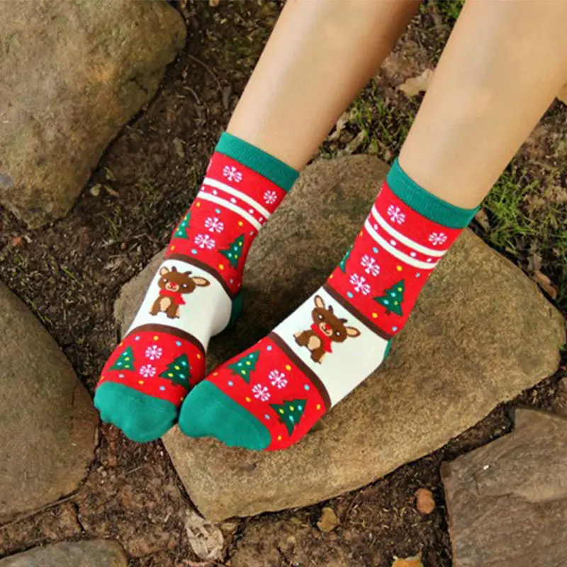 Spring and Autumn Winter Women's Korean  cartoon cotton warm in tube Christmas women's socksn High Quality Woman Socks