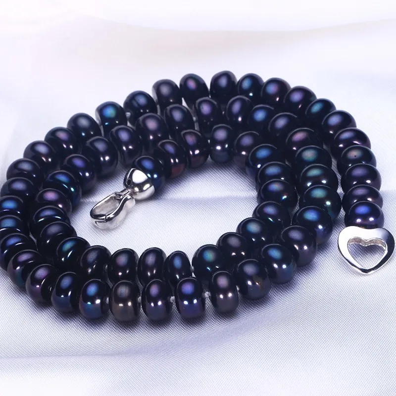 2019 Amazing New Real Black Pearl Jewelry Necklace For Women,Natural Freshwater Pearl Cute Love Shape Buckle,Fashion Jewelry - Image 3