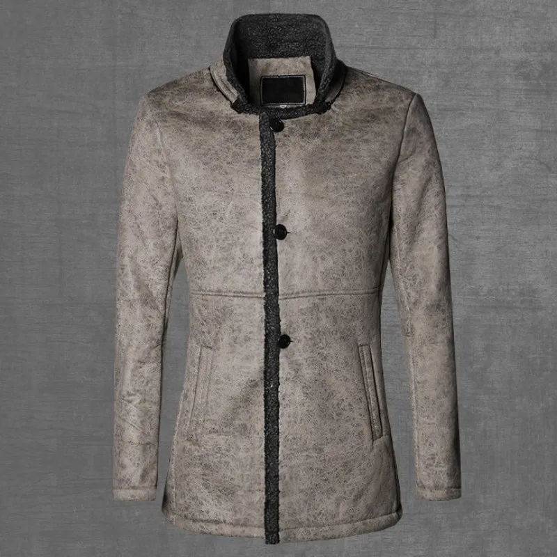 High Quality Luxury Mens Faux Fur Coats Casual Single Breasted Pocket Outerwear Mens Winter Thick Warm Fleece Lining Coat S-2XL