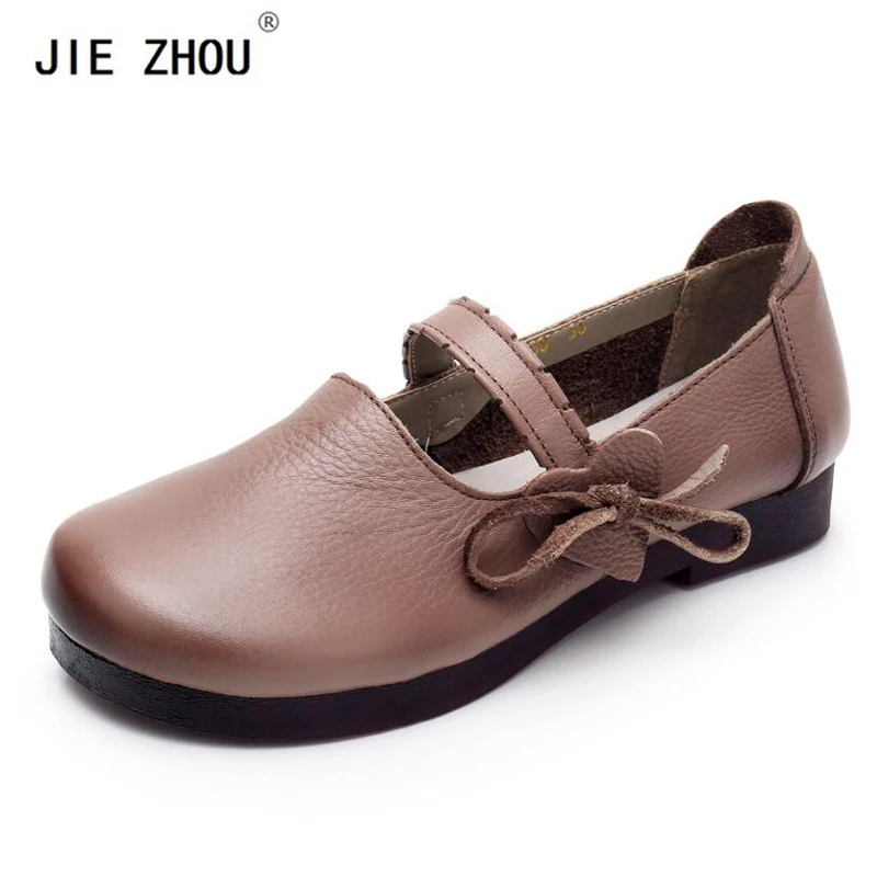 

Retro Style Women Flats Handmade Mary Janes Shoes Woman Comfortable Genuine Leather Flat Shoes Round Toe Women Casual Shoes