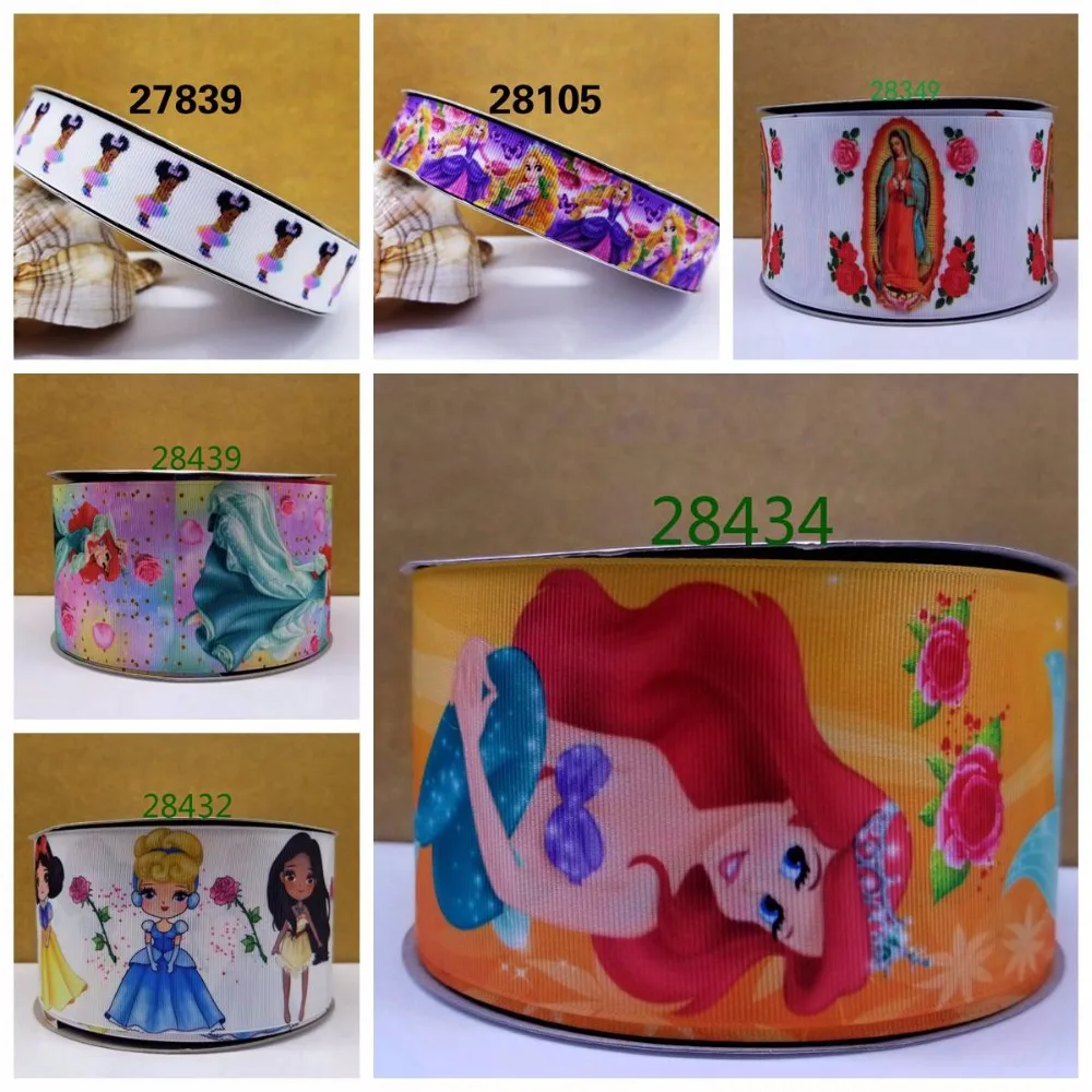 

Free shipping 50 yard per size princess ribbon printed grosgrain ribbon 28439