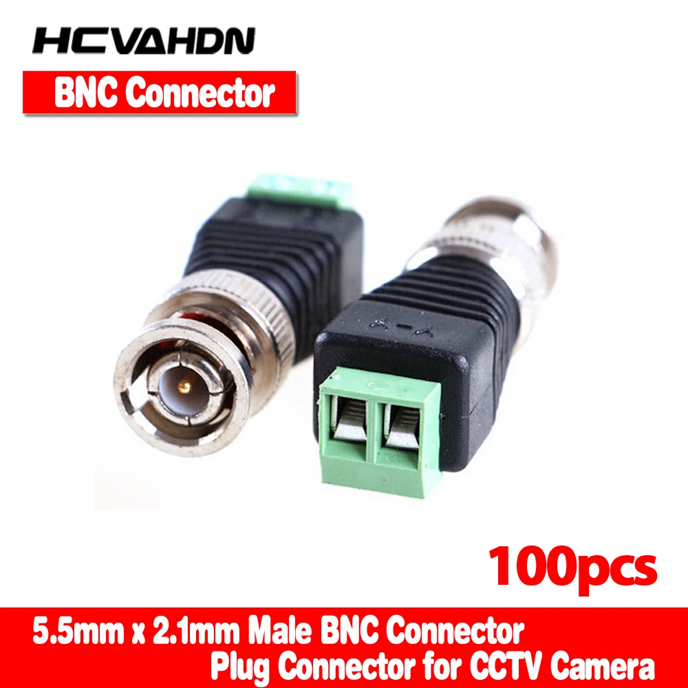 HCVAHDN 100Pcs/lot Mini Coax CAT5 To Camera CCTV BNC UTP Video Balun Connector Adapter BNC Plug For CCTV System