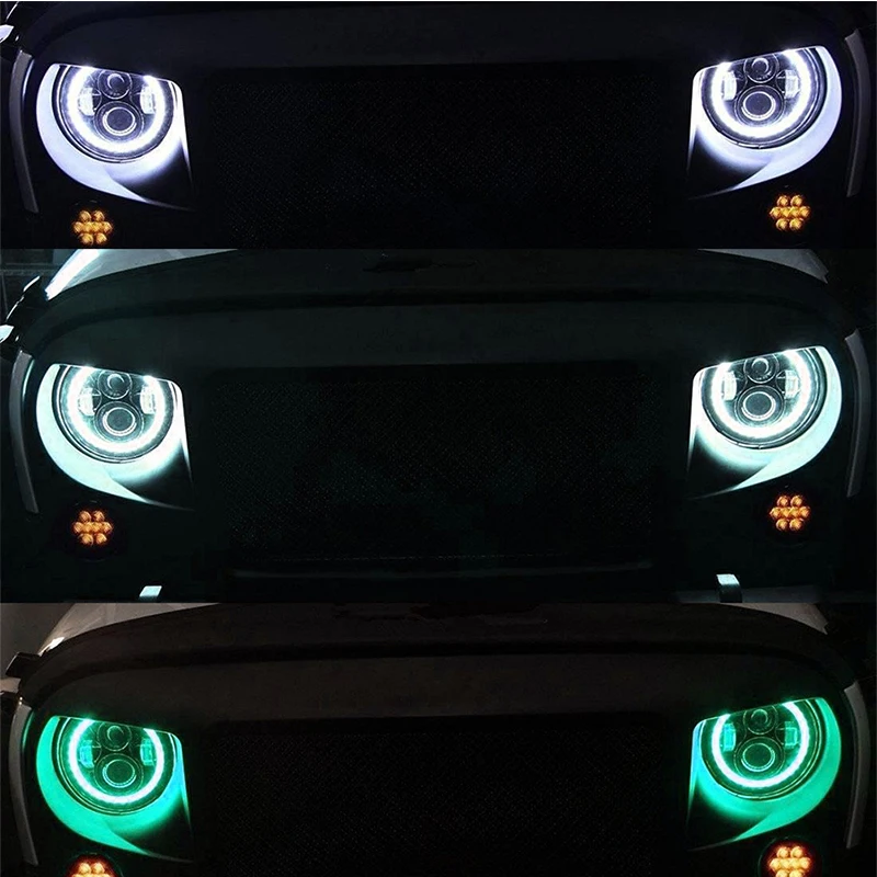 For Lada 4x4 urban Niva 7inch Headlamp Full Function RGB Halo Angel Eyes LED Headlight for Jeep JK LJ Accessories