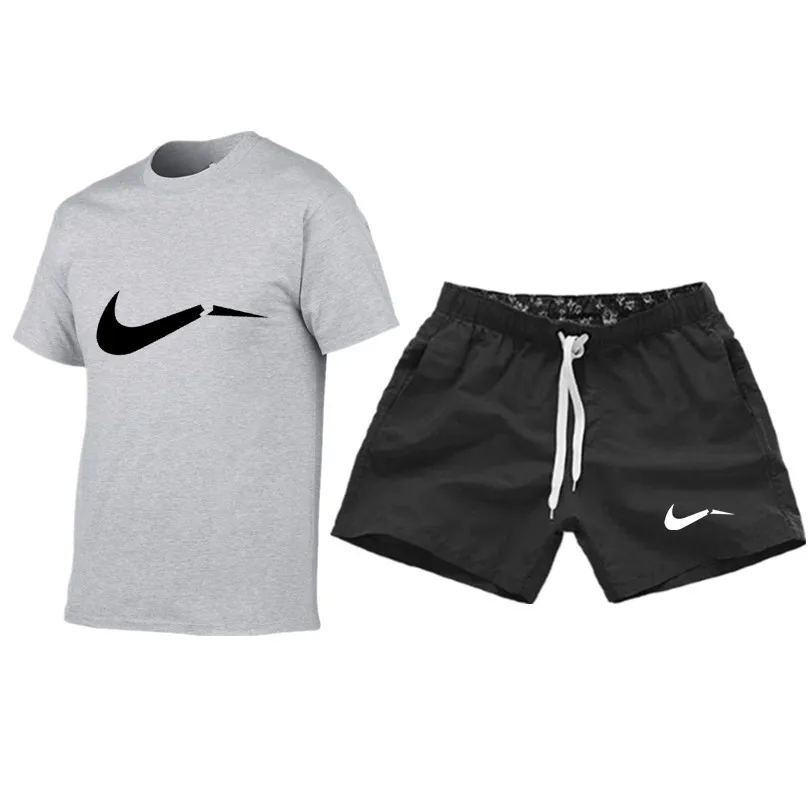 

2019 Summer Men's Two-piece T-shirt + Shorts Suit Leisure Sportswear Men's Wear Leisure T-shirt Fitness Pants Men's Wear S-3XL