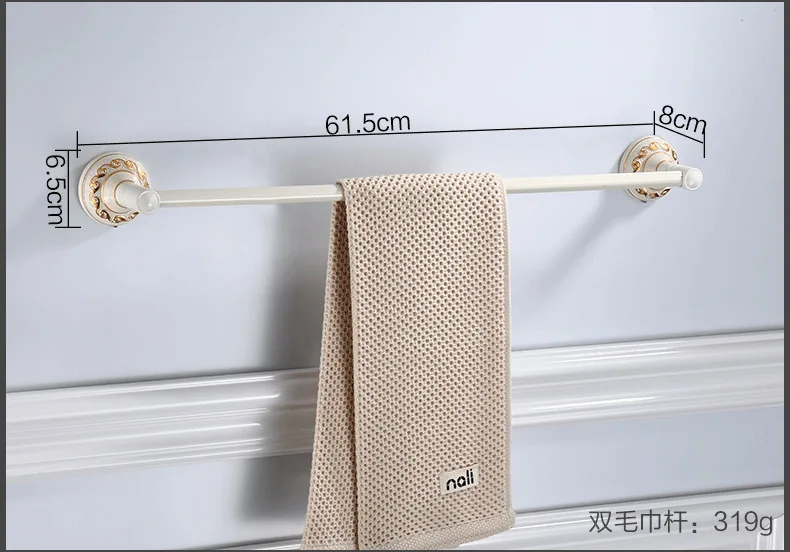 Foldable Antique Brass Bath Towel Rack Active Bathroom Towel Holder Double Towel Shelf With Hooks Bathroom Accessories white - Цвет: H