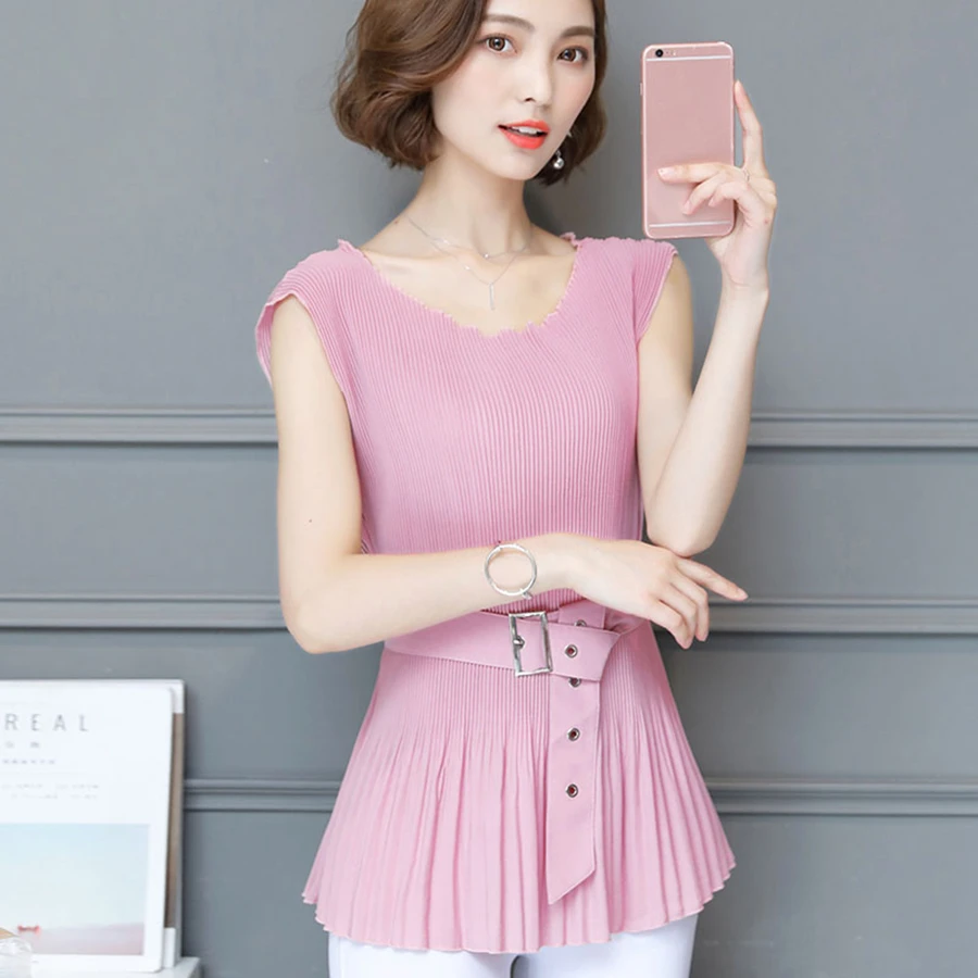 Blusa rosa bonita con volantes para mujer de manga corta Peplum Kawaii túnica blusas de Lolita rupas ropa de mujer bonita 77|Blusas y camisas| - AliExpress