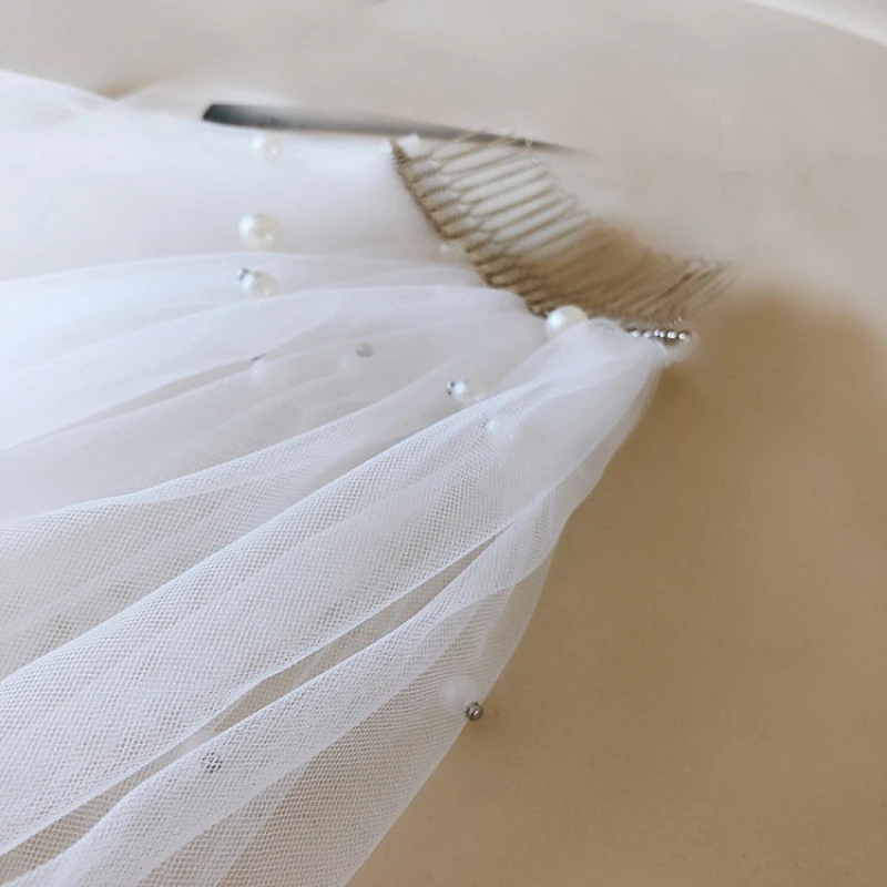 Белая Фата невесты Свадебные аксессуары для волос имитация собора длинная вуаль с гребнем Прикрепленный ручной работы мягкий тюль один слой