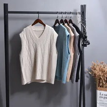 Весна осень шерстяной свитер, жилет женский v-образный вырез вязаный жилет Женский Повседневный безрукавка без рукавов перекрестная вязка пуловеры