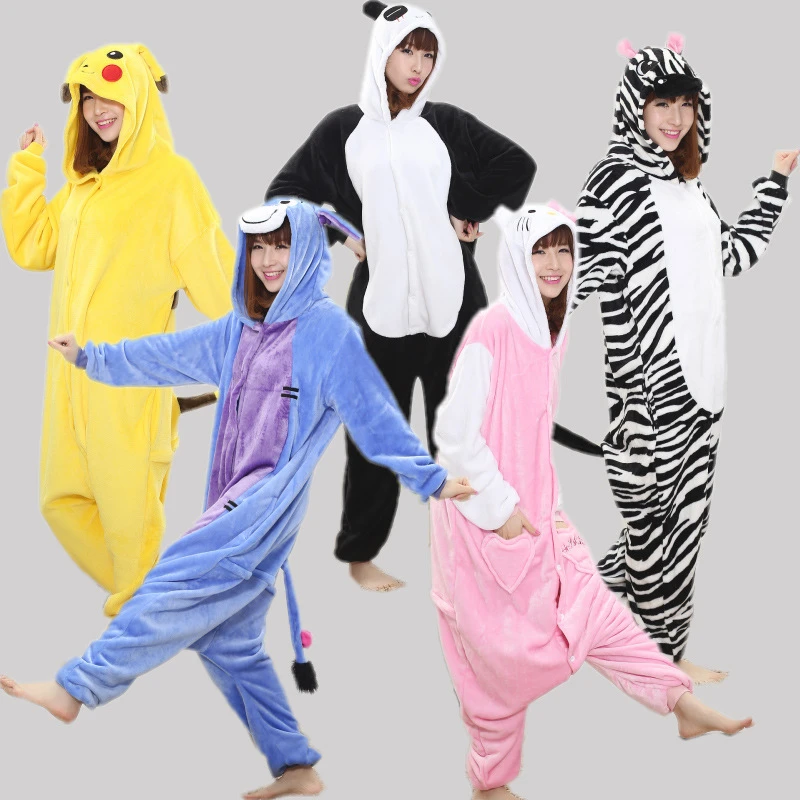 Nuevos pijamas de mujer para adultos pijamas de franela de animales oso Pikachu ropa dormir femmei/mujer pijamas de animales|pajamas women| pijamas enterospijamas animales AliExpress