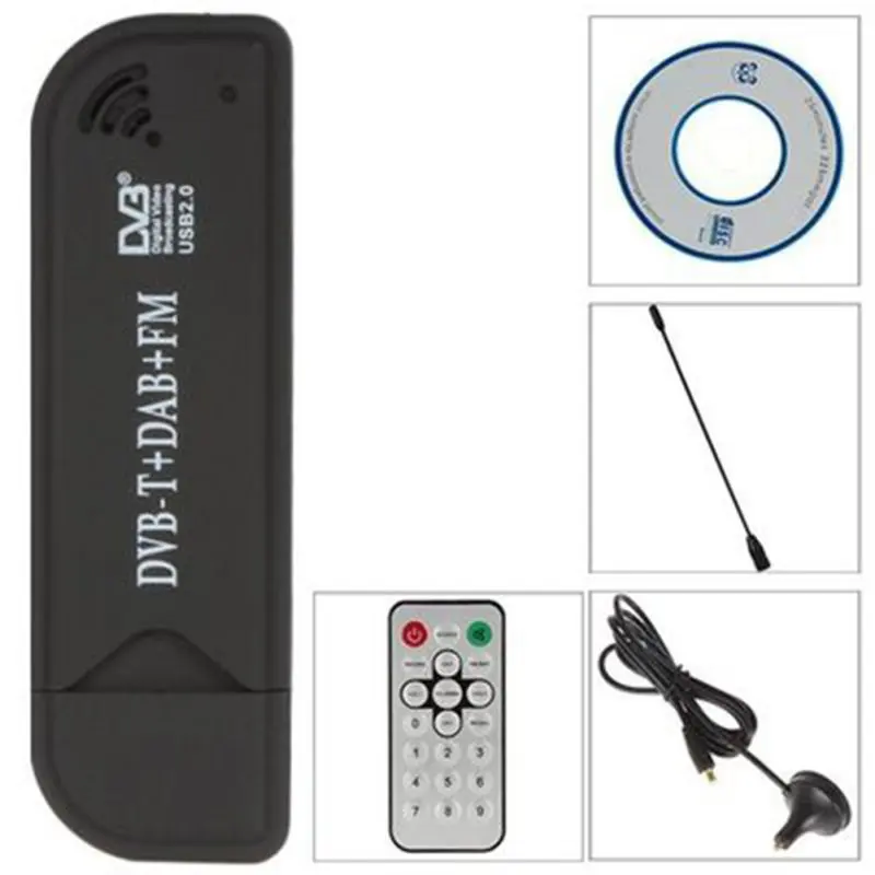 USB 2,0 DAB FM DVB-T RTL2832U R820T2 SDR RTL-SDR Dongle Stick цифровой ТВ-тюнер, приемник ИК-пульт с антенной tv Stick