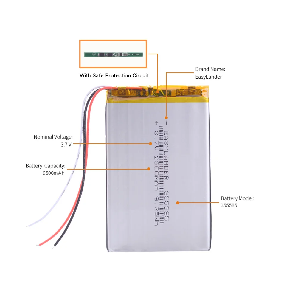 NTC 3-жильный 355585 2500mAh 3,7 V литий-полимерная аккумуляторная батарея для устройства для чтения электронных книг boox оникс 60