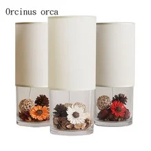 

Nordic modern simple dry flower glass table lamp study bedroom bedside lamp creative plant ecological table lamp