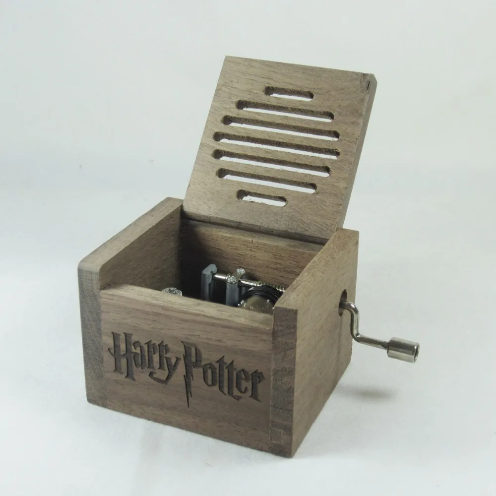 

Handmade Nature wood hand crank music box Hedwig's theme
