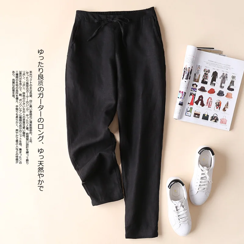 2019 New Linen Casual Women Pants Comfortable Loose Thin Linen Elastic Waist Women's Trousers 2019 New Linen Casual Women Pants Comfortable Loose Thin Linen Elastic Waist Women's Trousers