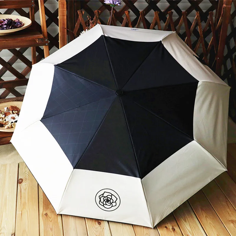Маленький ароматный зонт, Дамский Автоматический алюминиевый сплав, прочная рама, три складных компактных больших зонта от дождя, большой цветок
