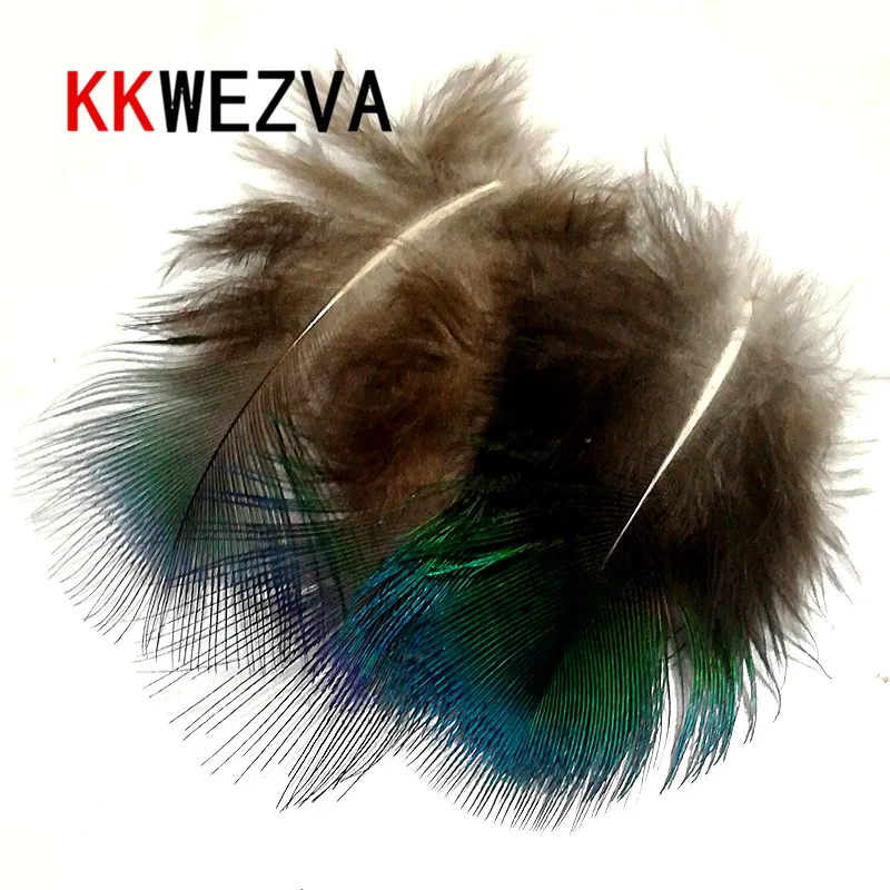 KKWEZVA 50PCS Small Fly Tying Peacock Feathers Blue Irridescent Body