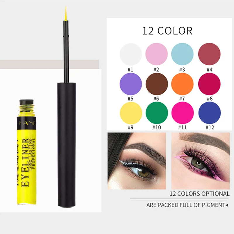 Women 12 Colors Matte Waterproof Liquid Eyeliner Set Smudgeproof Long Lasting Cosmetic MH88