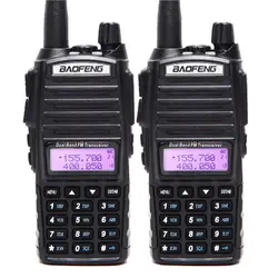 2 шт. BaoFeng UV-82 5 Вт рация двухканальный, BaoFeng UV82 двухстороннее радио 128CH фонарик двойной дисплей Двойные часы для HAM радио