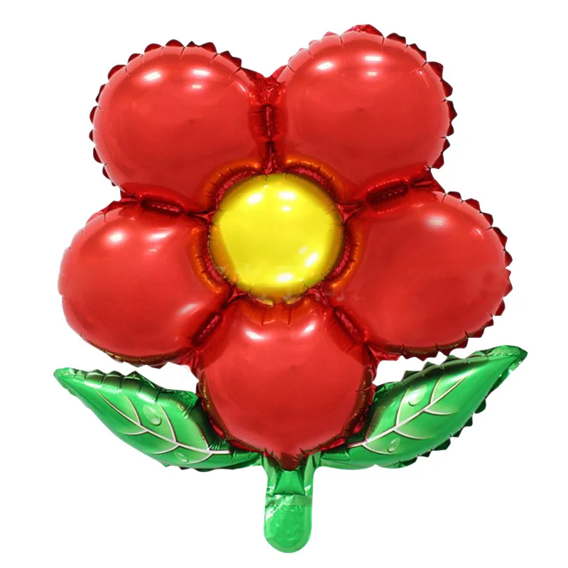 Большие воздушные шары из фольги с днем рождения, украшения для дня рождения, классические игрушки, украшение для сада, товары для праздника - Цвет: leaf flower red