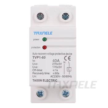 

230V AC 40A 63A Din Rail Auto Recovery Voltage Protective Over Under Voltage Relay Device Protector Overvoltage Protection