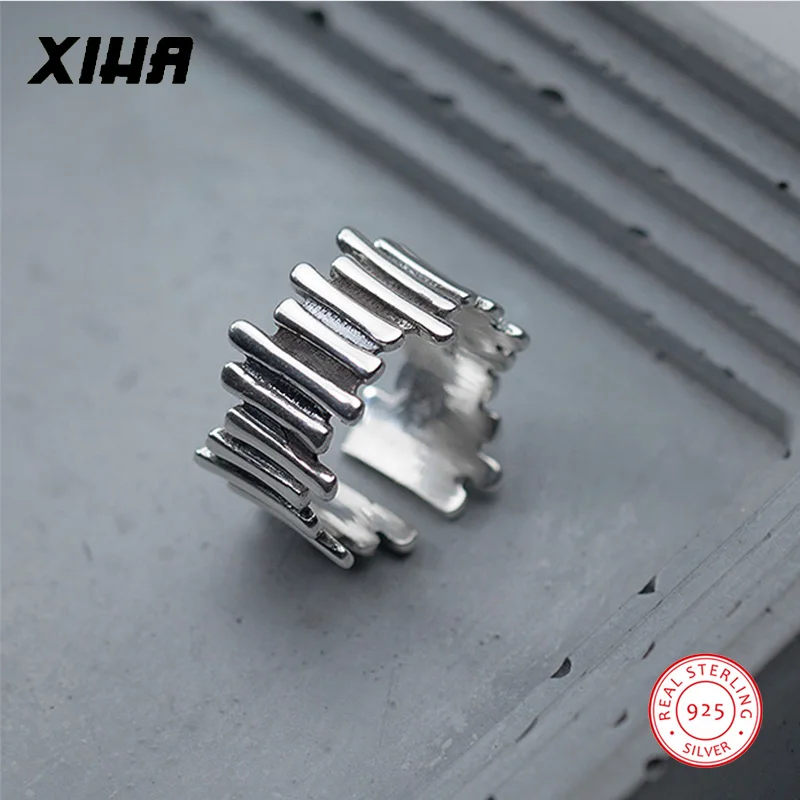

XIHA Irregualr Midi Finger 925 Sterling Silver Rings for Women Simple Vintage Engagement Ring Thai Silver 925 Adjustable Band
