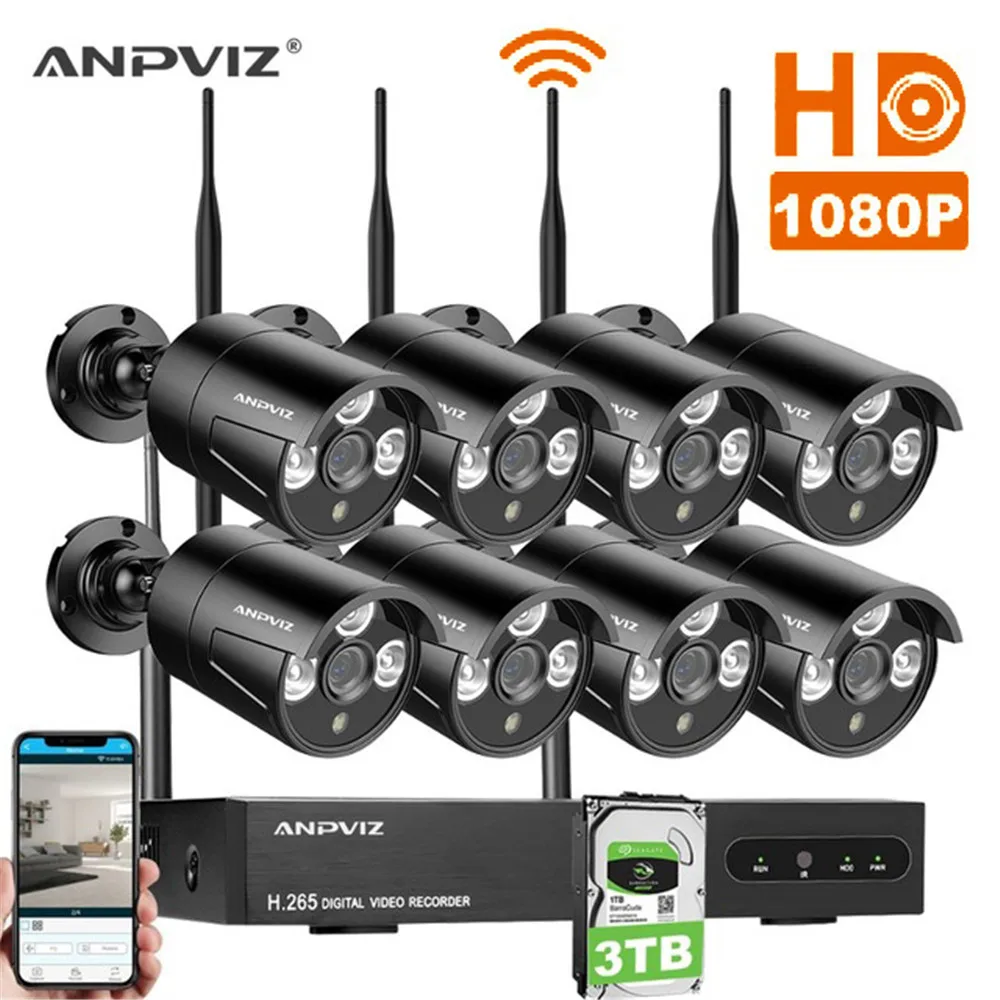 

1080P HD Wireless Security Camera System 8CH NVR Kit IP Camera Waterproof Wifi Surveillance CCTV System Sensor by Hisilicon