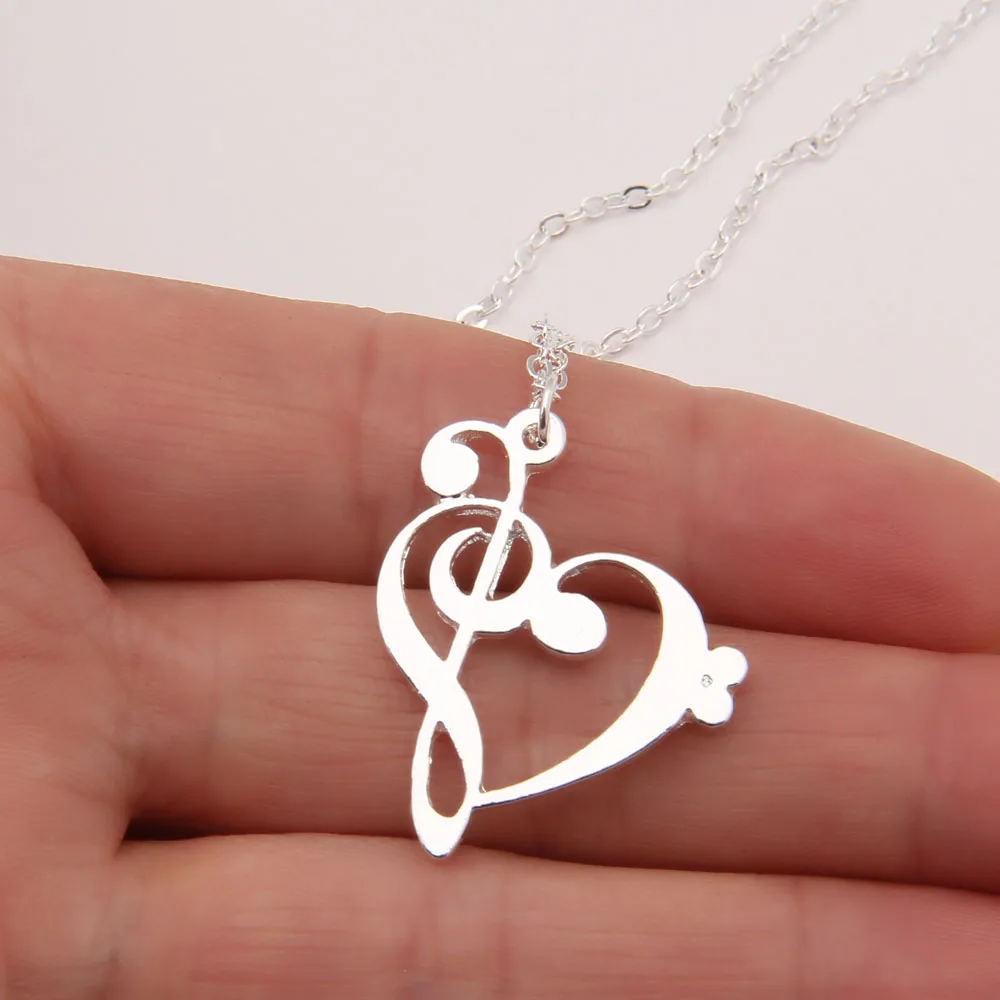 1pcs Music Note Necklace Bass Clef Treble Clef Necklace Piano Student