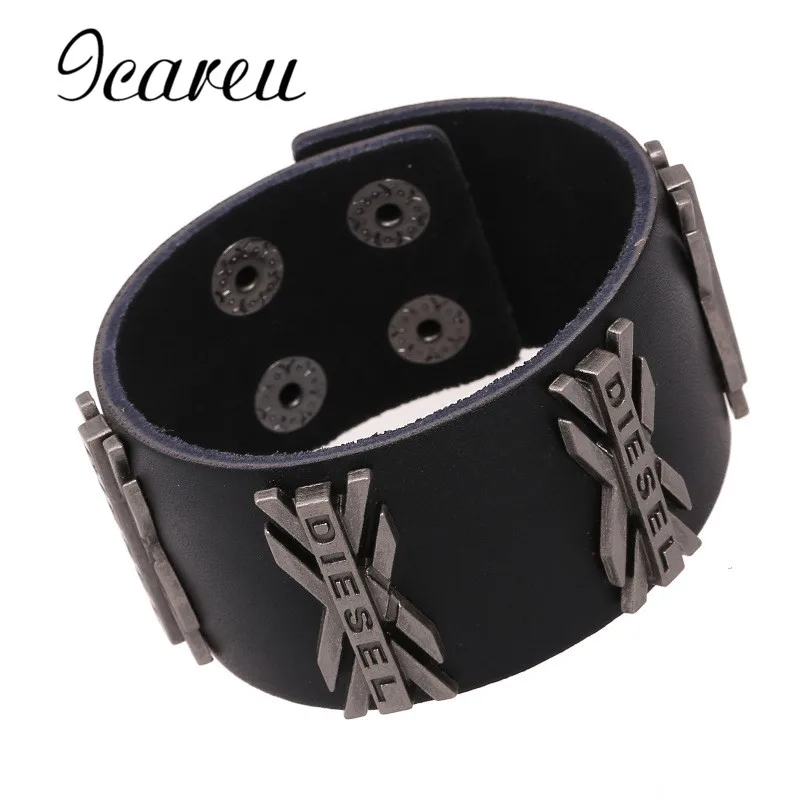 

Retro Arrow Cross Black Wide Cuff Leather Bracelet For Men Jewelry Cowhide Punk Rock Charm Bracelet Friend Gift