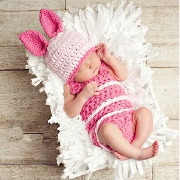 

Cute Rabbit Hat Bebe Handmade Newborn Crochet Outfits Baby Photography Props Atrezo Para Fotografia Girls Hats Baby Photo Props