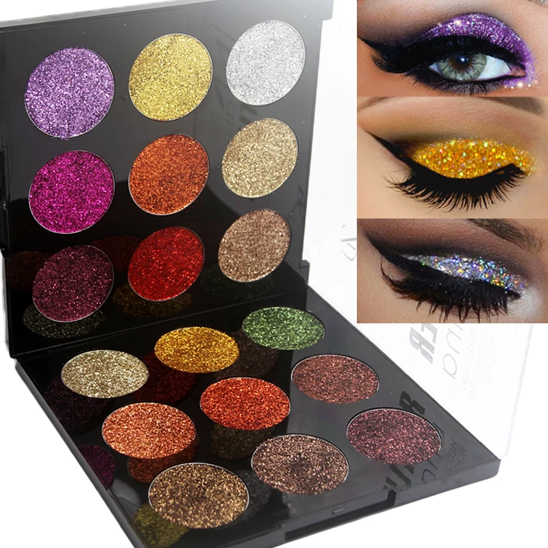 ZD 1PC 9 Colors Diamond Glitter Pressed Eyeshadow Palette Highly